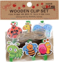 Wooden Clips with Animals, 6 pcs