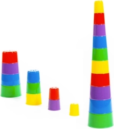 Dėžutinė piramidė Vaivorykštė – bokštas iš 10 puodelių, 42 cm