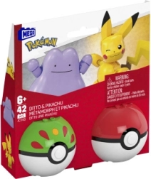 Mega Pokémon Poké Ball Pikachu ir Ditto – 42 dalių konstruktorius