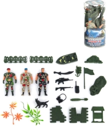 Army soldier play set with accessories in a tube