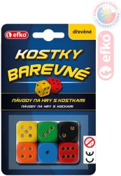 EFKO medinės spalvotos žaidimų kauliukai (6 vnt.)