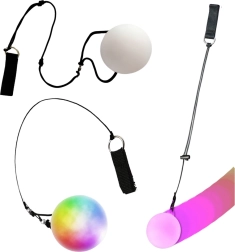 Švytinti žongliravimo LED kamuolys su siūlu, įvairiaspalvė