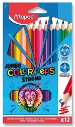 Spalvotos pieštukės MAPED Color'Peps Strong Jumbo 12 vnt.