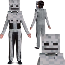 Minecraft vaikiškas skeletų kostiumas – baltas skeletas 137–149 cm (10–12 metų)