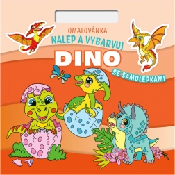 Spalvinimo knygelė kvadratinė „Klijuok ir spalvink“ Dino