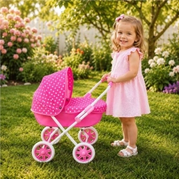 Vaikiškas vežimėlis lėlėms New Baby Anička rožinis