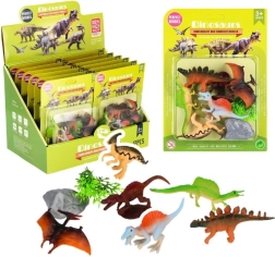 Dinozaurų rinkinys – guminės figūrėlės vaikams nuo 3 metų, modelių ir spalvų miksas
