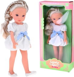 Lovely Girl madinga lėlė su balta suknele ir mėlynu kaspinu, 33 cm