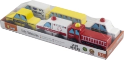 Mediniai automobiliukai vaikams – 6 transporto priemonių rinkinys