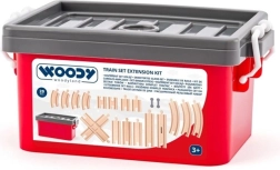 Woodyland wooden railway track set in a plastic box - 20 pieces