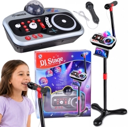 Vaikiška DJ konsolė DJ Stage su karaoke mikrofonu, Bluetooth ir disko rutuliu