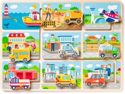 Medinė dėlionė transporto tema