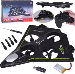 RC dronas su sraigtų apsauga ir LED efektais, 360° triukas