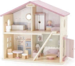 Viga PolarB didelis medinis lėlių namelis, 17 dalių