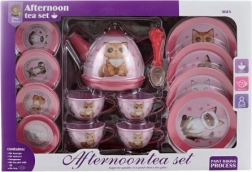 Tin tea set with cats