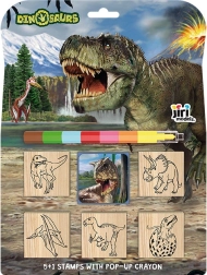 Antspaudai 5+1 su vaškine kreidele „Dinozaurai“