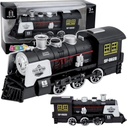 Classic Black Steam Locomotive with Sounds, Smoke, and Obstacle Sensor