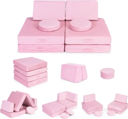 Didelė sulankstoma modulinė vaikų sofa, 8 minkštos pagalvėlės – rožinė ECOTOYS