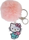 Raktų pakabukas su pūkuotu bumbulu Hello Kitty