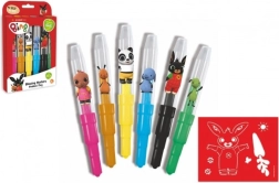 Pučiamieji flomasteriai BING su šablonais, 6 spalvos