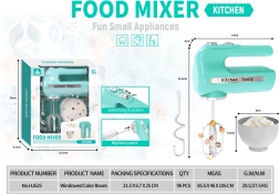 Vaikiškas maišytuvas su besisukančiomis plakimo mentelėmis ir priedais