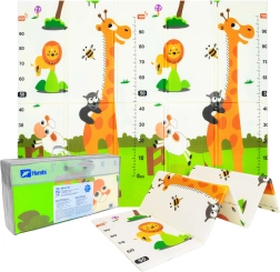 Humbi Double-Sided Foldable XPE Foam Play Mat with Animals and Height Chart 180 × 150 × 1 cm