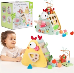 Medinė Montessori lavinamoji kubo formos žaislas 10 viename CLASSIC WORLD „Laimingas ūkis“ XXL