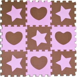 Foam puzzle stars and hearts pink