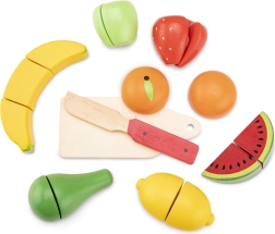 Wooden Fruit Cutting Set in a Basket