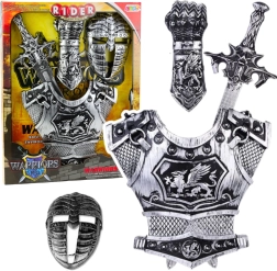 Didelė riterio rinkinys kaukė šarvai kardas sergėtojas sidabrinis