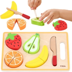 Viga medinis Montessori pjaustomų vaisių rinkinys