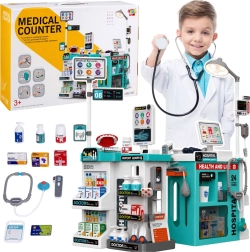 Vaikiškas gydytojo rinkinys su medicininiu staliuku – 77 dalys, su šviesomis ir garsais