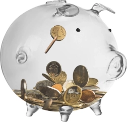 Permatomas stiklinis taupyklės paršiukas Ruhhy