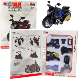 Metalinis surenkamas motociklas 1:14 – mėlynas DIY modelis