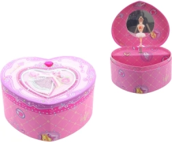 Muzikinė širdies formos papuošalų dėžutė su balerina