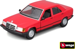 Bburago 1:24 Plus 1987 Mercedes-Benz 190E raudonas metalinis automobilio modelis