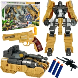 Woopie 3-i-1 transformuojamas robotas, tankas ir pistoleto šaudyklė putų strėlėmis – rudas