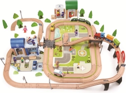 2Kids Toys Wooden Train Set City and Village 200 Pieces