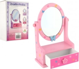 Medinė papuošalų dėžutė su veidrodžiu mažosioms princesėms