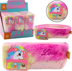 Plush Pencil Case with Unicorn Pink