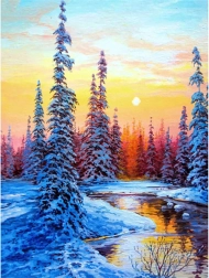 Deimantinė mozaika – Upė žiemą 30x40 cm