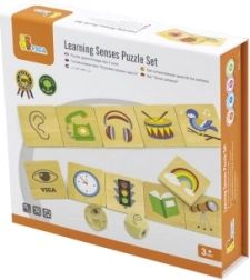 VIGA edukacinis žaidimas medinės dėlionės pojūčiams pažinti