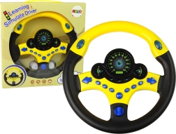 Interaktyvus geltonas vairas – vaikų vairavimo simuliatorius su garsais ir šviesomis