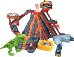 Automobilinė trasa su ugnikalniu ir spalvą keičiančiu automobiliu