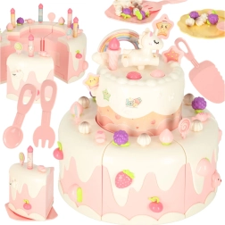 Dviaukštis gimtadienio tortas su muzika ir šviesomis, rožinis, 16 dalių