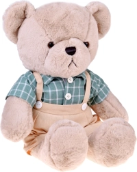 Pliušinis meškiukas Franek 58 cm su žalia vintažine marškiniais