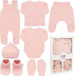 Kūdikio drabužėlių rinkinys į gimdymo namus „New Baby I am“, rožinis
