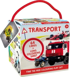 Kelioninis atminties žaidimas (pexeso) su spalvinimo lapu Transportas