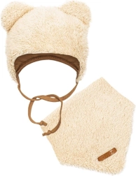 Žieminis kūdikių rinkinys New Baby Teddy bear – kepurė ir kaklo šalikas, smėlinis