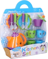 Spalvingas vaikų arbatos indų rinkinys su veidukais